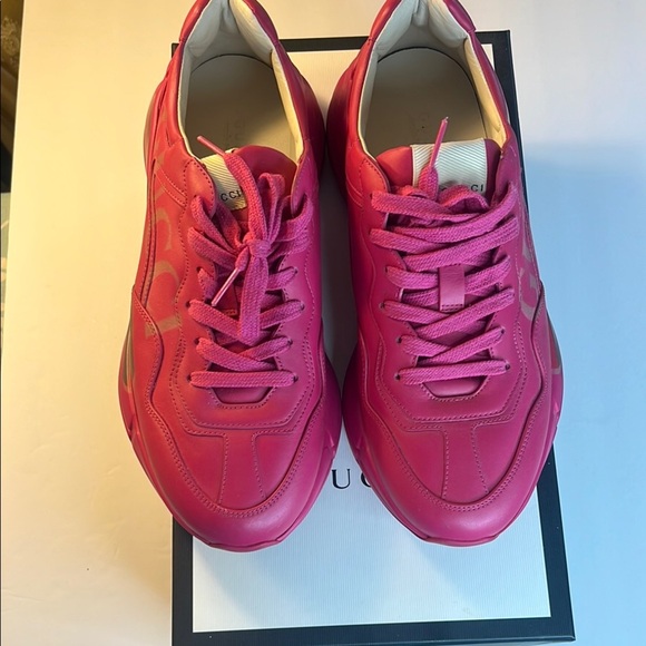 EUC Gucci Women’s Pink Sneakers – Size 40.5 (US 10.5) – Luxury Designer with Box - Picture 2 of 16